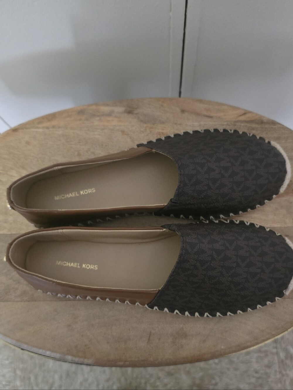 Michael Kors Dark Brown Logo Espadrille Slip-Ons